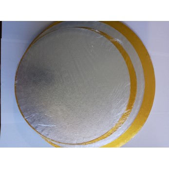 Табла за торта  Ф 30см кръг двуцветна  Silver & Gold