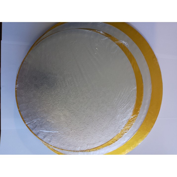 Табла за торта  Ф 30см кръг двуцветна  Silver & Gold
