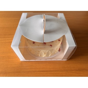 Кутия за торта и сладкиши с дръжки, 26sm x 26sm , h 14.5sm, с прозрачни стени (висока )