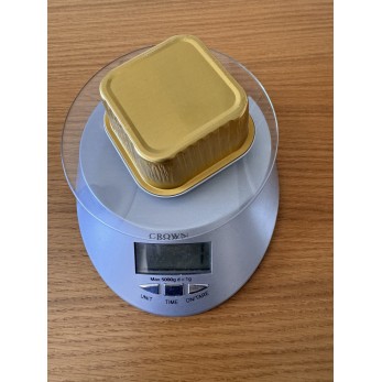 алум.съд 9х9см (със златно дъно) за суфле, мъфин или крем карамел и прозрачен капак