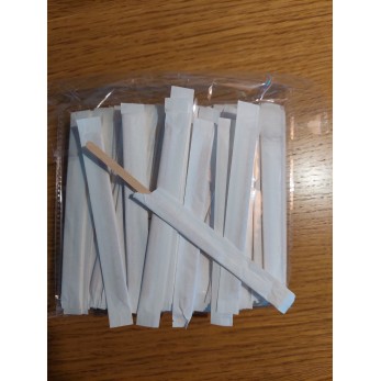 Бъркалки дървени ЕДИНИЧНО ОПАКОВАНИ-КЪСИ - 11см в хартия 250бр. Бъркалки дървени ЕДИНИЧНО ОПАКОВАНИ-КЪСИ - 11см в хартия 250бр.