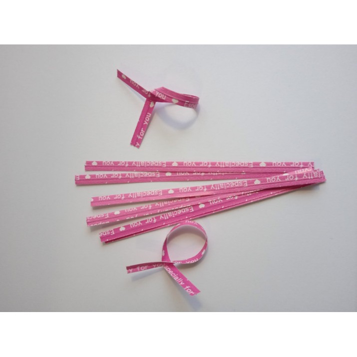 хартиени връзки WIRE TIES розови 8.6mm с надпис