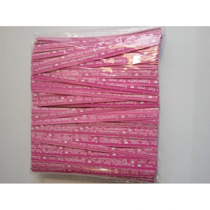 хартиени връзки WIRE TIES розови 8.6mm с надпис