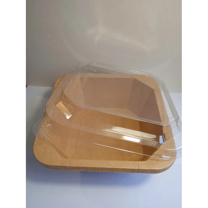 Купа KRAFT PAPER BOWL  дъно+капак прозрачен