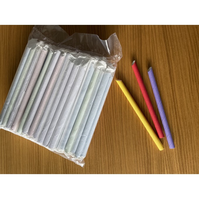 Хартиени сламки за BUBBLE TEA - ТУТИ ФРУТИ, единично опаковани, странично отрязани