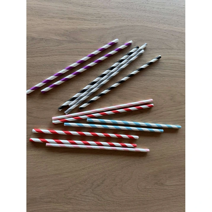 Сламки хартиени Striped (райета) - 100бройки в пакет