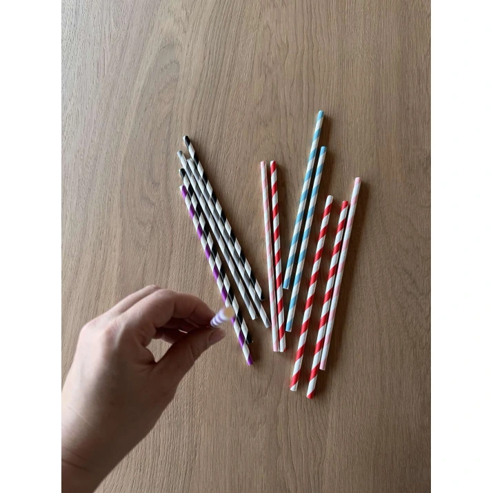 Сламки хартиени Striped (райета) - 100бройки в пакет