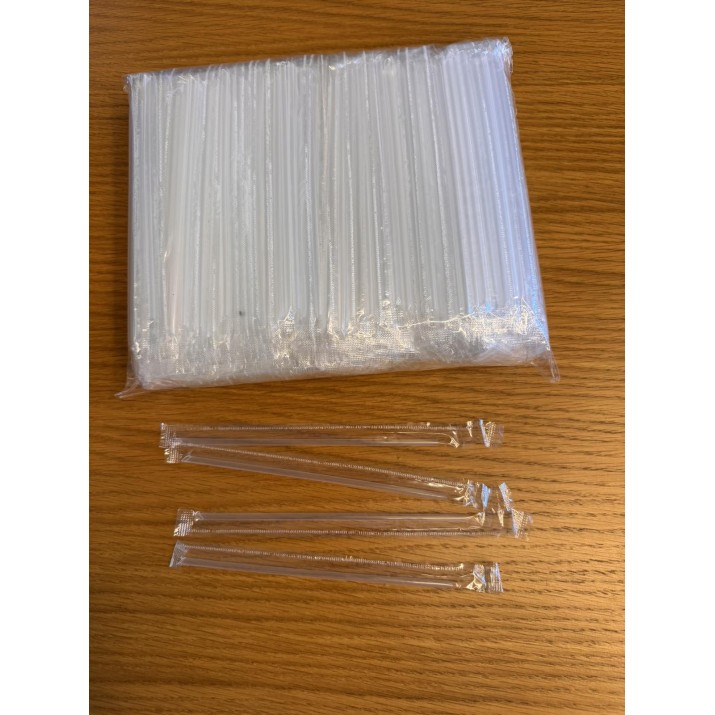 Прави, индивидуално опаковани сламки за пиене.