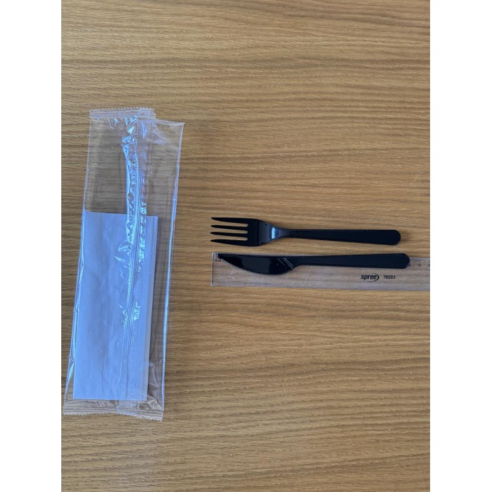 Комплект прибори вилица, нож и салфетка