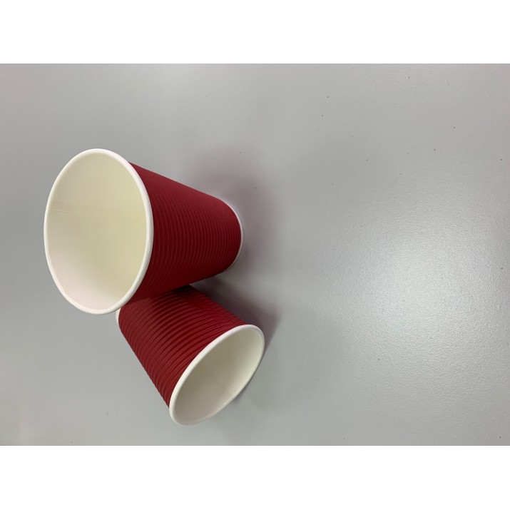 Картонени чаши 12 OZ  RED - двуслойни оребрени  за еднократна употреба.