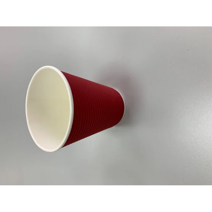 Картонени чаши 8OZ - RED двуслойни оребрени  за еднократна употреба.(25бройки)