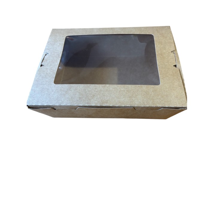 кут.за храна кафява- С ПРОЗОРЕЦ Kraft  900ml