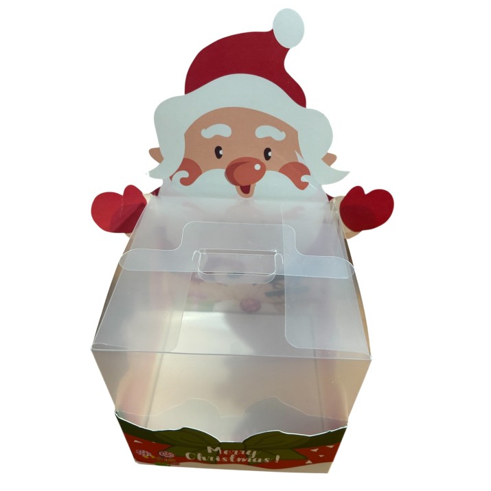 кутия КОЛЕДА за кейк ДядоКоледа 10.3х10.3х h10.5см/обща h19.5см/