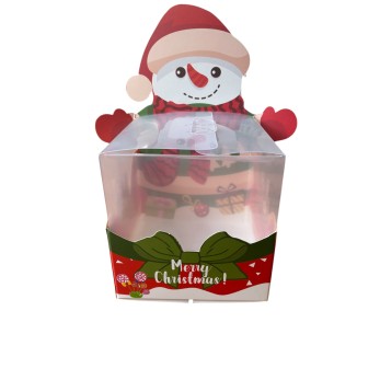 кутия КОЛЕДА за кейк СНЕЖКО  10.3х10.3х h10.5см/обща h19.5см/