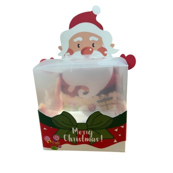 кутия КОЛЕДА за кейк ДядоКоледа 10.3х10.3х h10.5см/обща h19.5см/