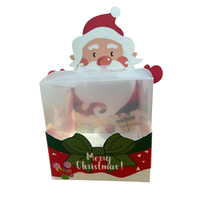 кутия КОЛЕДА за кейк СНЕЖКО  10.3х10.3х h10.5см/обща h19.5см/