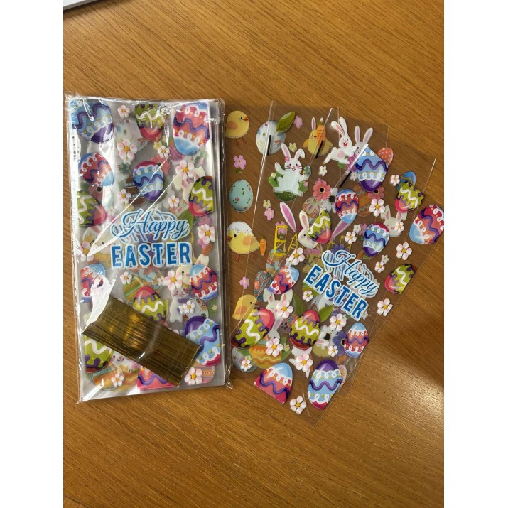 РР плик 13х27х3см  "Зайче за Великден прозрачно микс 4различни" 100бройки в пакет, (160пак. в чувал)
