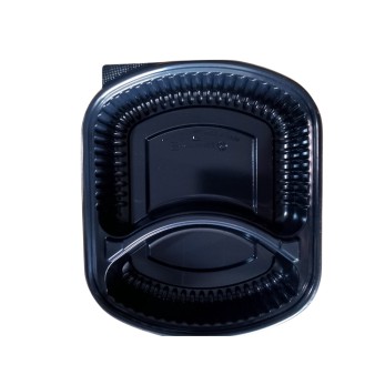 Черна РР кутия за храна 1000 ml с 2 отделения и прозрачен капак – кашон 200 бр