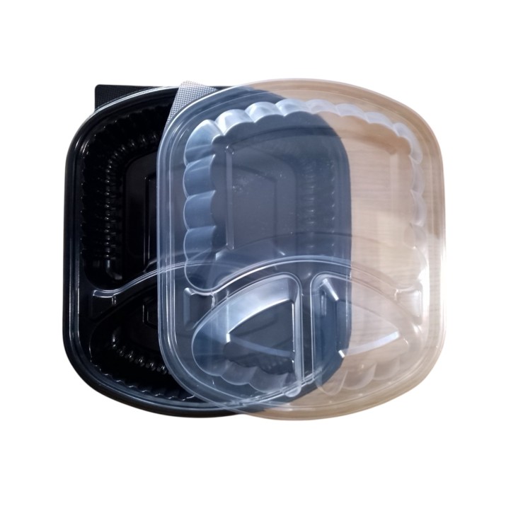 черна кутия с 3 отделения РР с проз.капак, 50бр.в пакет