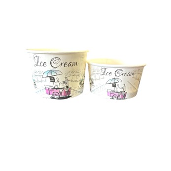 кофичка за сладолед, Средна 180CC(две топки сладолед)6.5OZ,с печат ICE Romanrika,50бр/стек