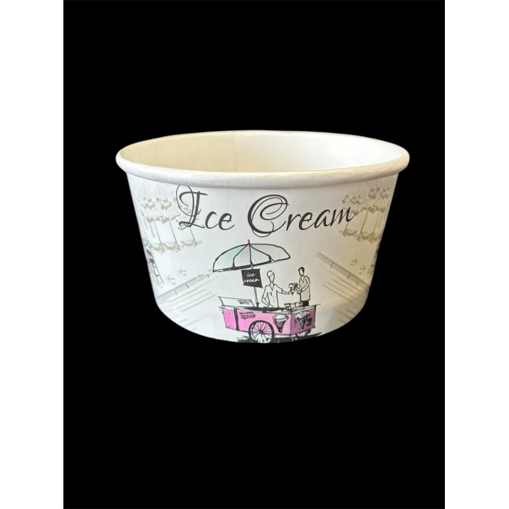 кофичка за сладолед, Средна 180CC(две топки сладолед)6.5OZ,с печат ICE Romanrika,50бр/стек
