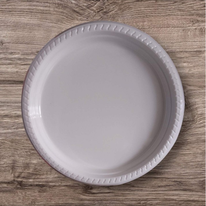 чиния 25 (кръгла, бяла, ГОЛЯМА-Ф25см), 10р/пакет