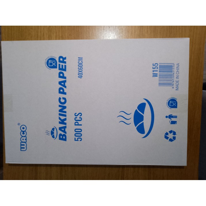 хартия за печене - двустранен силикон, размер 60х40см, маслоустойчива, 500листа в кутия