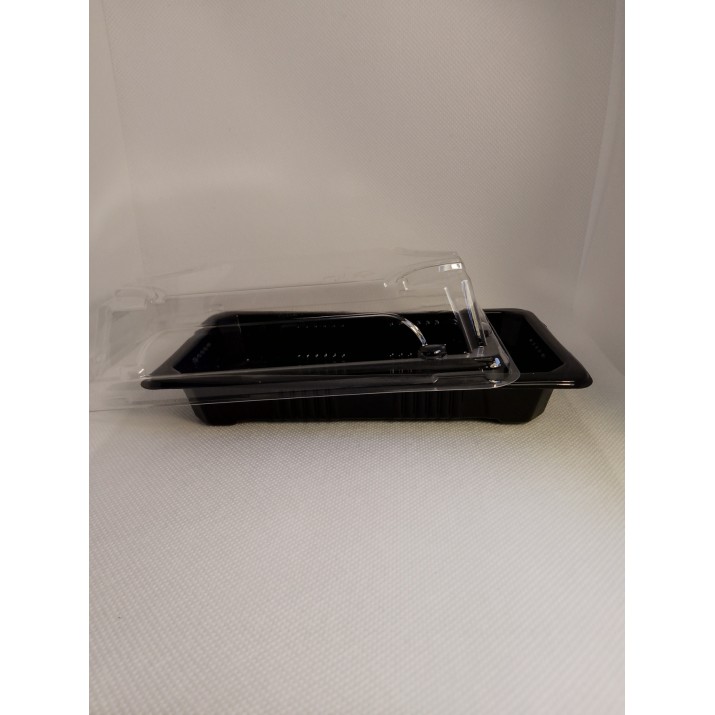 Суши кутия 160х90х43мм, черно дъно с прозачен капак