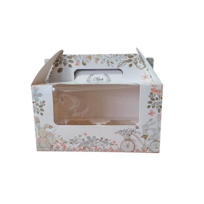 кут.за мъфини с прозорец и разделител - Muf 2бр Зайче с дръжка и разделител, р-р16.5х9.5х9см.