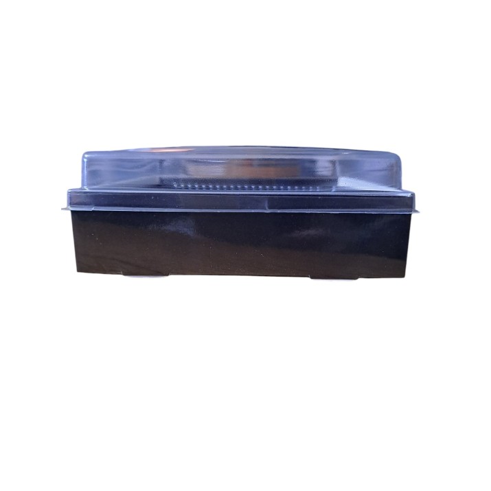 кутия за сладки черна Enjoy с прозрачен капак 14.5х14.5х5.4см,50бройки в пакет.