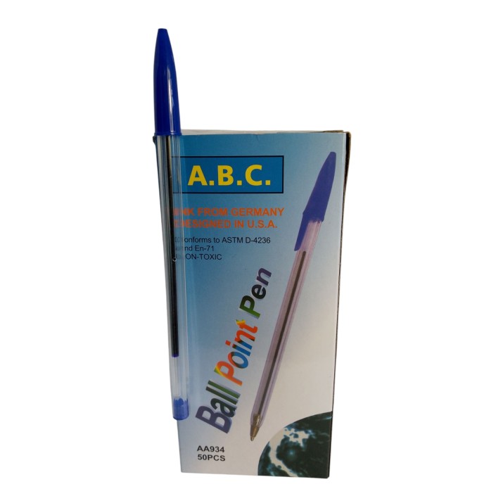 Химикалки прозрачни с ОСТЪР син капак 50бройки в кутия, BALL PEN