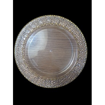 чиния кристал Ф 19см, малка – прозрачна със златен кант, 6бр.пак. чиния кристал Ф 19см, малка – прозрачна със златен кант, 6бр.пак.