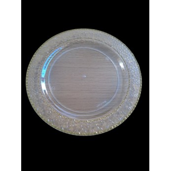 чиния кристал Ф 23см, голяма – прозрачна със златен кант чиния кристал Ф 23см, голяма – прозрачна със златен кант