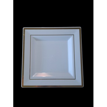 чиния квадрат 16.5 х 16.5см, малка бяла със златен кант, 6бройки в пакет. чиния квадрат 16.5 х 16.5см, малка бяла със златен кант, 6бройки в пакет.