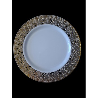 чиния бяла Ф 19см, малка – БЯЛА със златен кант, 6бр.пакет. чиния бяла Ф 19см, малка – БЯЛА със златен кант, 6бр.пакет.