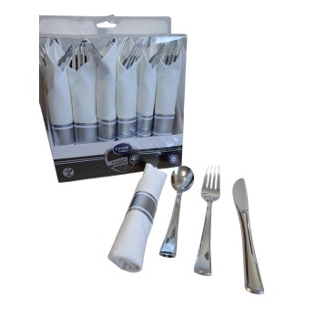 Сет от СРЕБРО вилица, лъжица, нож и салфетка, 12бройки в кутия Сет от СРЕБРО вилица, лъжица, нож и салфетка, 12бройки в кутия