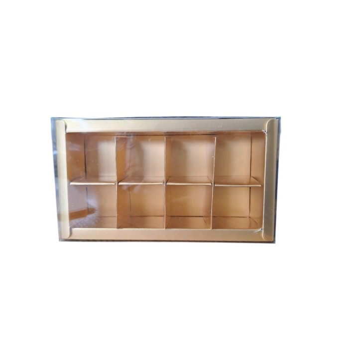 кутия за бонбони ЗЛАТНА (8бр) картонена 18х10+4см, 25бр/пакет.