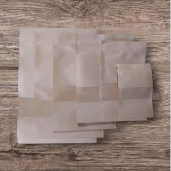 Хартиен плик кафяв с Цип  Прозорец кафяв 12х20+4см