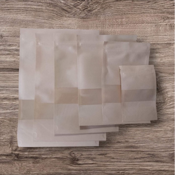 Хартиен плик кафяв с Цип  Прозорец кафяв 20х30+5см