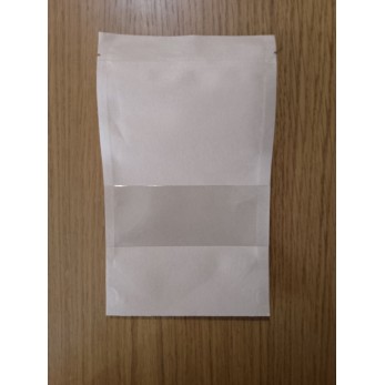 Хартиен плик кафяв с Цип  Прозорец кафяв 16х24+4см 