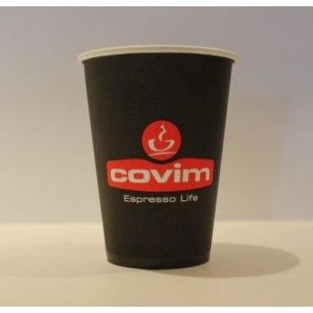картонена чаша 7.5OZ черна с цветно лого COVIM